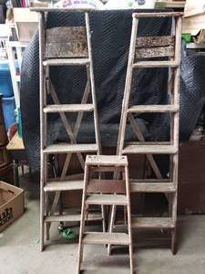 3 Wooden Step Ladders