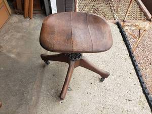 Vintage Wood Office Chair - No Back