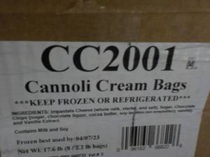 8 ct 2.2 lb. Frozen Pkgs Cannoli Cr...