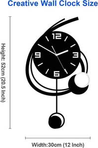 lot 3 image: MEISD Decorative Wall Clock  Pendulum Battery Operated  20.5 Inch Large NEW