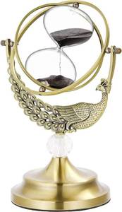 lot 13 image: Sand Timer Hourglass Clock 60 Minute with Brass Peacock Frame & Crystal,SuLiao Antiguo Reloj De Arena 1 Hora,Metal Large Watch One Hour Glass Sand Watch NEW