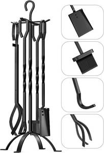 lot 19 image: STEELEOPARD 5-Piece Fireplace Tools Set 31, Wrought Iron Fire Place Set Tools with Poker Shovel Tongs Brush, , Heavy Duty NEW