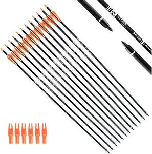 lot 23 image: TIGER ARCHERY 30Inch Carbon Arrow Practice Hunting Arrows with Removable Tips for Compound & Recurve Bow(Pack of 12) NEW