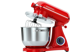 lot 24 image: PHISINIC Stand Mixer, 800W Tilt-Head 6.5 Quart 6P Speed Food Mixer All-Metal Shell, Kitchen Mixer with Dough Hook, Mixing Beater, Wire Whisk, Red