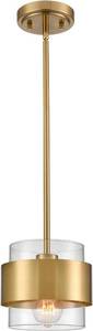 lot 25 image: CLAXY Brass Pendant Light Mini Glass Pendant Lighting for Kitchen Island with Clear Glass Shade NEW