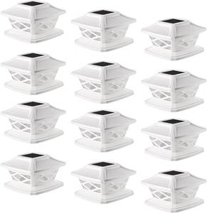 lot 72 image: 12 Pack Waterproof LED Solar Lights Outdoor 2 Modes Fence Cap Light for 3.5x3.5 4x4 5x5 and 6x6 Post  NEW