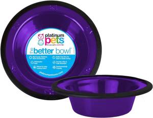 lot 75 image: 7 Pack Platinum Pets Switchin Stainless Steel CatDog Bowl, Electric Purple, Small 815899012870 NEW