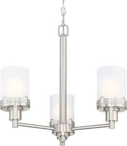 lot 83 image: Doraimi 3 Light Chandelier with Opal Glass ShadeHollow Metal Shade, Brushed Nickel,3 Light NEW