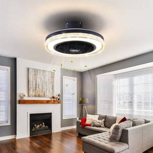 lot 12 image: HuixuTe Ceiling Fan with Lights Remote Control, 21 inches 3 Colors 3 Speeds Bladeless Ceiling Fan, Enclosed Low Profile NEW