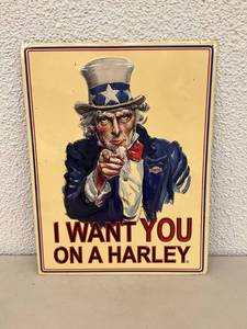 I Want You on a Harley Metal Sign
