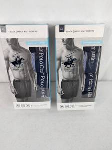 lot 202 image: 2 NEW Beverly Hills Polo Club 4-Pack Mens Knit Boxers - XL