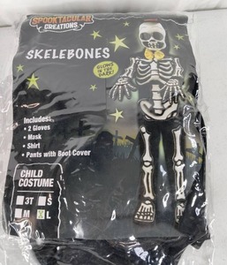 lot 306 image: Spooktacular Creations Glow in The Dark Skelebones Childs Size Large Costume