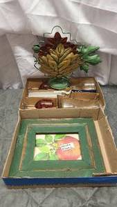 Box of Wine glasses and unique home decor items