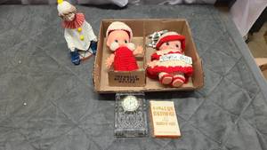2 Cupie Dolls and extra household items