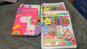 CocoMelon art kits and unicorn texture book