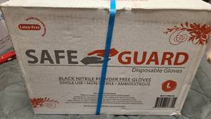 Safe Guard Black Nitrile Powder Free Gloves Large Size