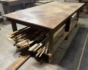 Large Wood Work Table ( 8 x 4 x 35 12) And Misc. Wood (Bring Large Truck Or Trailer & Help To Load)