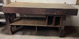 Heavy Wood Work Bench (78L x 29D x 37T)  (Bring Large Truck Or Trailer & Help To Load)