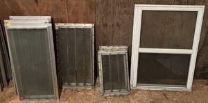 Large Group Of Misc. Size Windows, Some Crank Out (Perfect For Deer Shack Or Deer Stand)