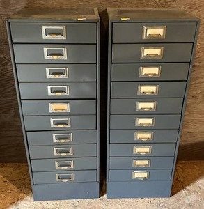 Two Metal Muti Drawer Cabinets 33T x 12W x 10D
