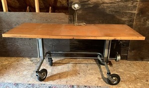 Repurposed Vintage Hospital Gurnee Desk With Lamp 6L x 25D x 33T
