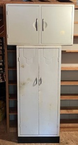 Two Vintage White Metal Storage Cabinets 1 40W x 23 12T x 12D 1 63 14T x 27 x 12