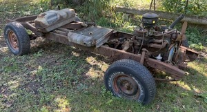 1952  Chassis From Dodge Pickup With Inline Flathead 6 Cylinder 3 Speed Manual Trans (Sold For Parts Only, MUST BE TRAILERED)