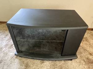 Bow Front Swivel TV Stand With Glass And Side Storage 33W x 21 34 x 20 T