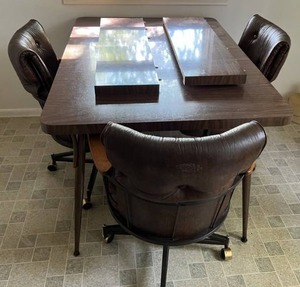 Vintage Table And Roller Chairs With Two Leafs 35x49 with leafs 68 12 With Leafs