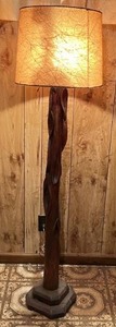 Unique Hand Carved Wood Floor Lamp