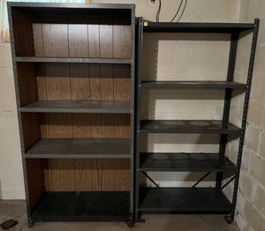 Two Metal Storage Shelves 1 57 x 30 x 12 1 75T x 36W x 12D