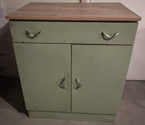 Vintage Tin Cabinet Or Microwave Stand