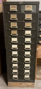 Heavy Multi Drawer Cabinet With Removable Drawers Filled With Hardware Some Vintage (BUYER MUST BRING HELP TO LOAD)
