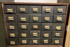Heavy Multi Drawer Shelf With Removable Drawers Filled With Hardware And Wood Bench Stand With Drawer (BUYER MUST BRING HELP TO LOAD)