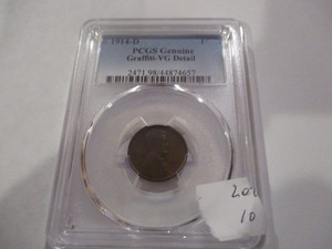 Key Date 1914-D Lincoln Wheat Cent- Graded PCGS VG Details