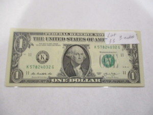 3- Uncirculated Consecutive Serial # $1 2013 Notes