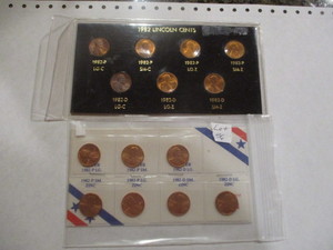 Pair of 7- 1982 Lincoln Pennies. All 7 varieties