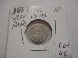 Very Rare 1857 Half Dime- Extra Fine Condition