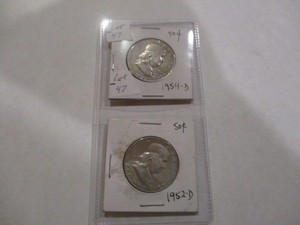 1952-D and 1954-D Franklin Half Dollars