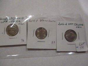 Lot of 3 Error Coins- 2000-d Double Die on mint mark, 2015 Double Die on Date, 2016-d Off Center  Strike