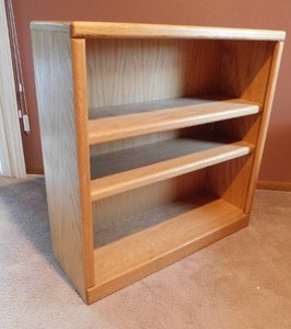 lot 15 image: Home Furnishings Office Den Solid Oak Wood Two Adjustable Shelves Thornwood Bookcase