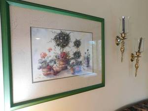 lot 50 image: Home Decor Wall Framed Art Brass Sconces