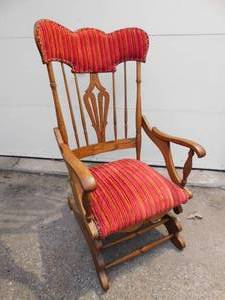 lot 106 image: Antique Furniture 1897 Schram Adult Spring Rocker Rocking Chair RARE Find