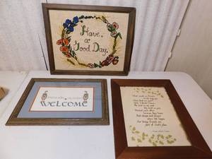 lot 123 image: Home DeCor Wall Art Needlework Framed...