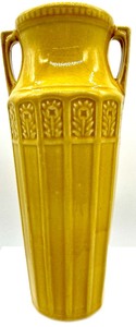 lot 76 image: Vintage RED WING Art Pottery Egyptian Circa 1920s Vase, RED WING Art Pottery Vase, FRANKOMA Double Candle Holders