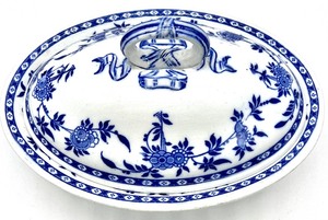 lot 78 image: Vintage MINTON ENGLAND Oval DELFT BLUE & WHITE Circa 1910 Vegetable Bowl