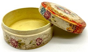 lot 82 image: Vintage FARBER & SHLEVIN Basket Bowl, HAEGER Pottery Vase, Hand Painted Paper Mache and Glass Trinket Jar