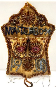 lot 127 image: 1900 Antique Beaded Native American Matchbox Holder, Beaded Heart and Choker
