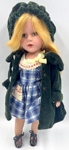 lot 139 image: Vintage MADAME ALEXANDER 1971 Baby Doll and Girl Doll in Green Coat and Hat Doll
