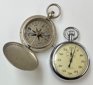 lot 7 image: Vintage THALCO Stopwatch and WHITNAUER US Compass